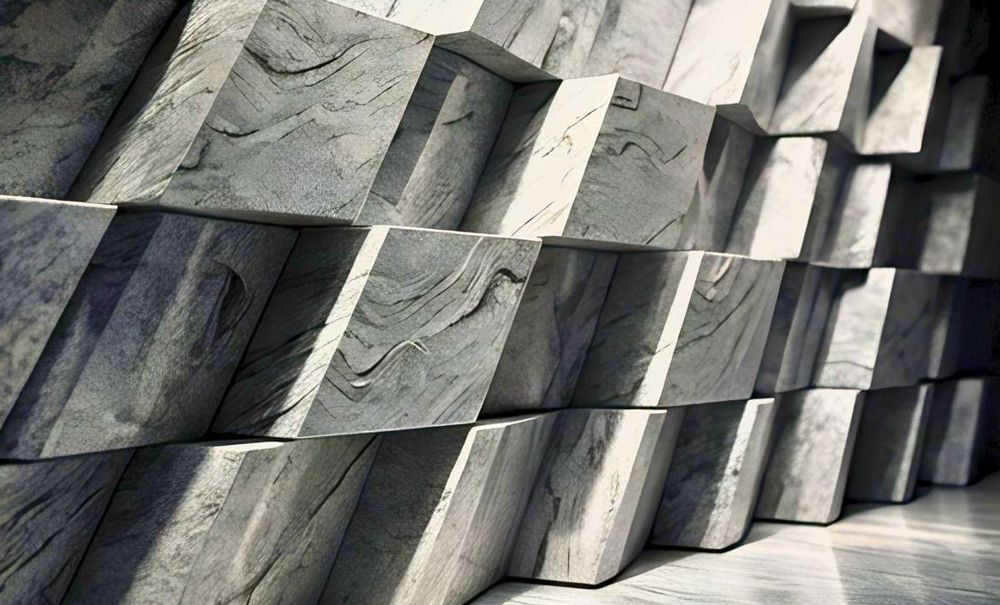 Viscount White granite stacked wall